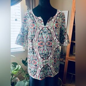 LOFT Colorful Paisley Blouse